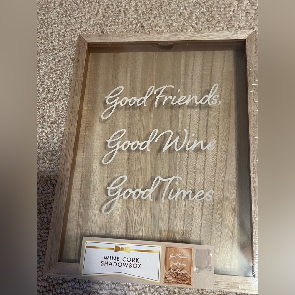 Wood Frame Wine Cork Shadowbox - Good Friends Good Wine Good Times